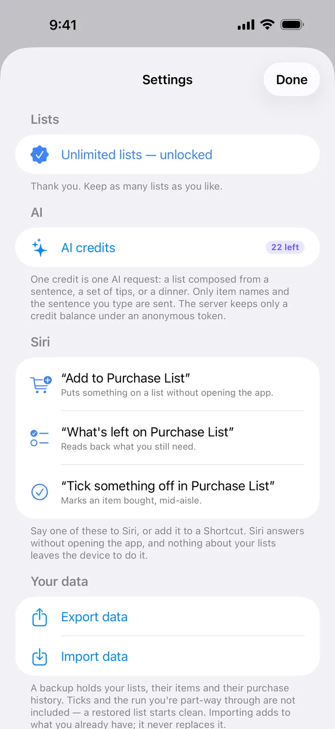 Siri on iPhone confirming that milk was added to the shopping list.